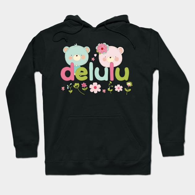 Delulu Kawaii Spring Bears Hoodie by MaystarUniverse